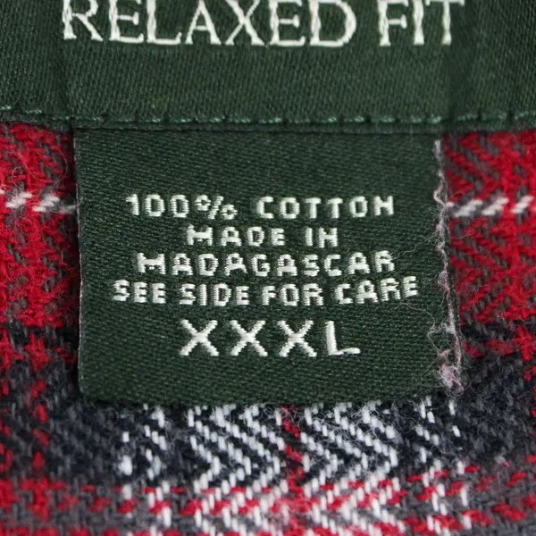 Eddie Bauer Red Black and White Plaid Cotton Button-Down Men's Size XXXL