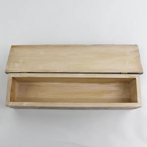 Hand Painted Wooden Hinged Box God Bless America Pattern 4" x 17"