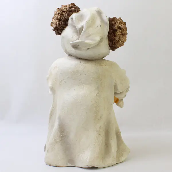 Vintage Resin Halloween Teddy Bear Ghost w/ Jack-O-Lantern & Bats - No Light