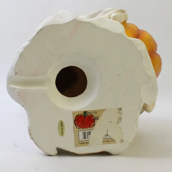 Vintage Resin Halloween Teddy Bear Ghost w/ Jack-O-Lantern & Bats - No Light