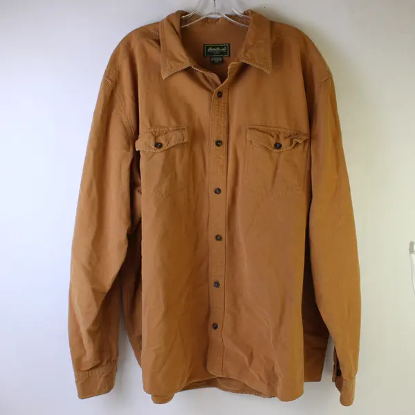 Eddie Bauer Tan Long-Sleeved Cotton Button-Up Men's 3XL