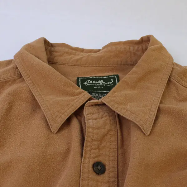 Eddie Bauer Tan Long-Sleeved Cotton Button-Up Men's 3XL
