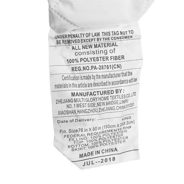 Mainstays Solid White Color 100% Polyester King Fitted Mattress Cover 76" x 80"