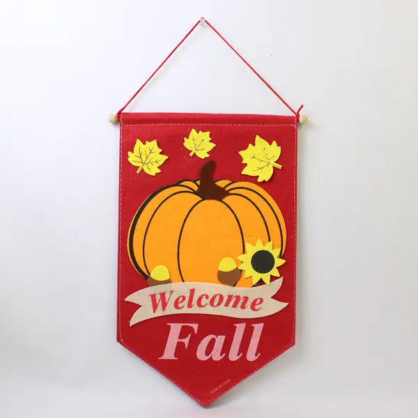 Fall Banner Autumn Garland Red & Orange Seasonal Decor 10" x 6"