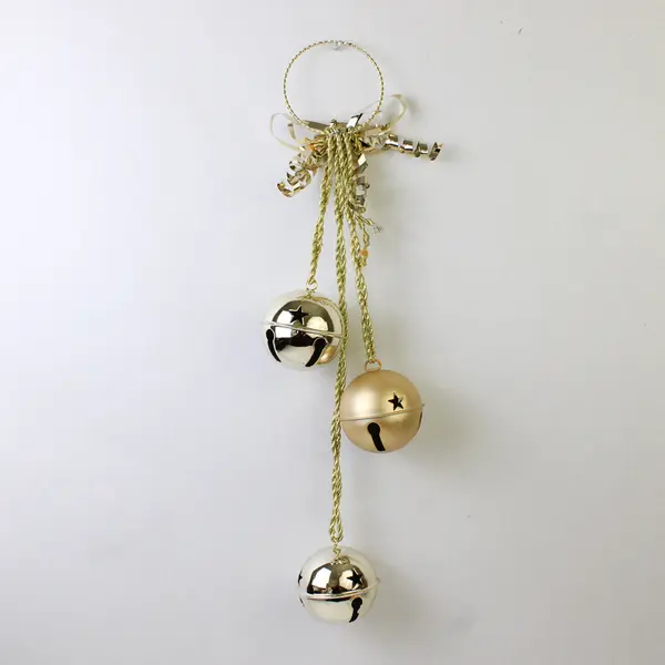 Gold Jingle Bell Door Hanger 5.5x6.5in Holiday Wall Decor