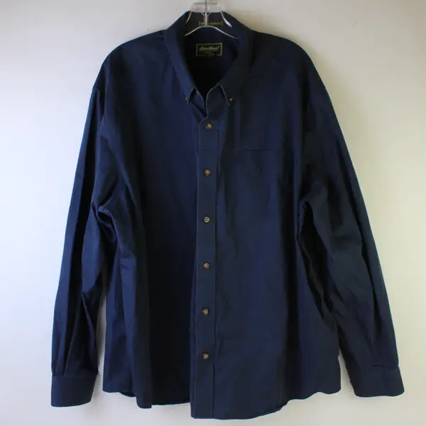 Eddie Bauer Navy Blue Long-Sleeved Cotton Button-Down Men's XXL