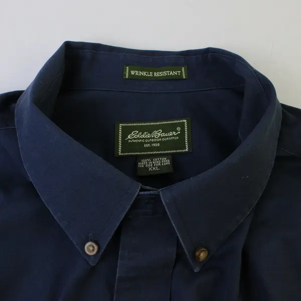 Eddie Bauer Navy Blue Long-Sleeved Cotton Button-Down Men's XXL