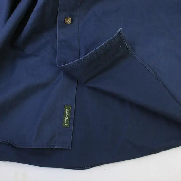 Eddie Bauer Navy Blue Long-Sleeved Cotton Button-Down Men's XXL