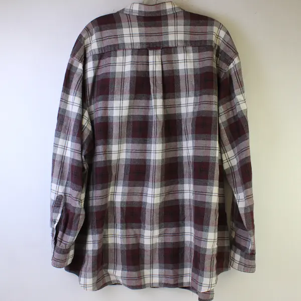 Covington Red Gray and White Plaid Long-Sleeved Cotton Button-Up Men's 2XL