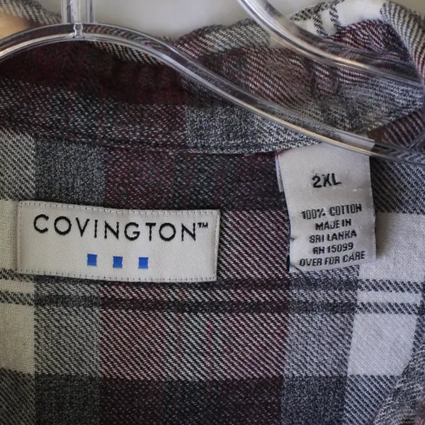 Covington Red Gray and White Plaid Long-Sleeved Cotton Button-Up Men's 2XL