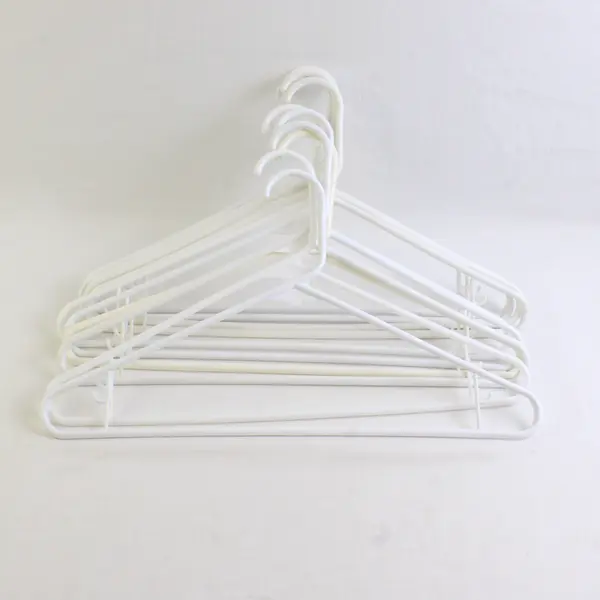 Lot of 10 White Plastic Clothes Hangers Closet Storage Organization