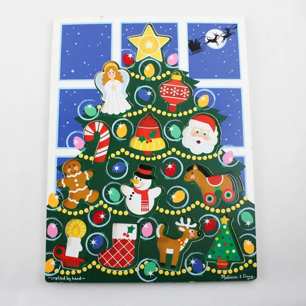 Melissa & Doug Christmas Tree Wooden Chunky Puzzle Santa Snowman