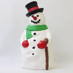 Vintage Ceramic Snowman Holiday Collectible Painted 7.5in Mantel Decor