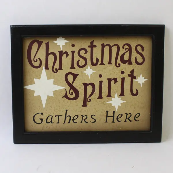THT Designs Sign "Christmas Spirit Gathers Here" Wall Plaque 7.5x9.5 in