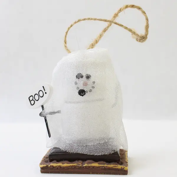 Original S'mores Halloween Ghost BOO Ornament Mesh Overlay Collectible