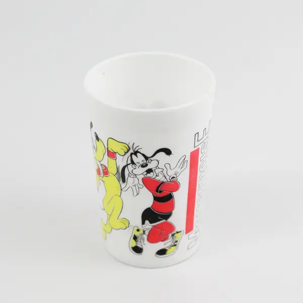 Vintage 1980s Disney Mousercise Child's Cup Mickey Minnie Pluto Goofy USA Eagle