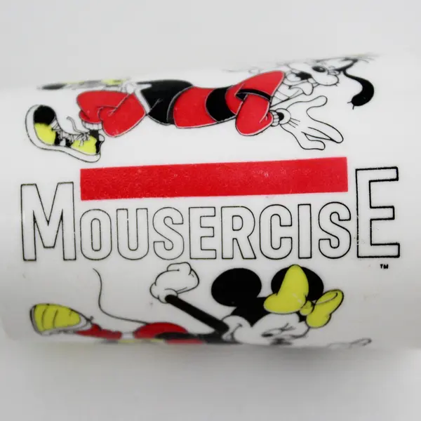 Vintage 1980s Disney Mousercise Child's Cup Mickey Minnie Pluto Goofy USA Eagle