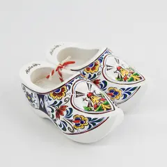 Vintage Holland Hand-Painted Wooden Clogs Miniature Windmill Souvenir Pair