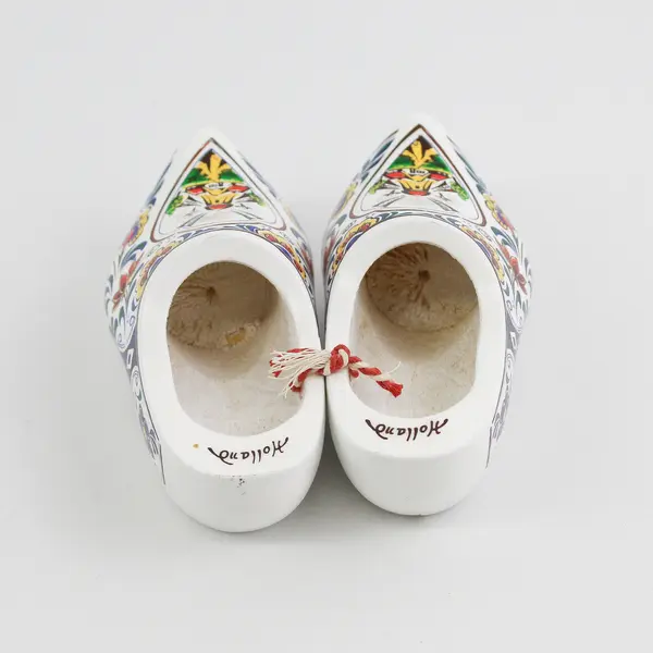 Vintage Holland Hand-Painted Wooden Clogs Miniature Windmill Souvenir Pair