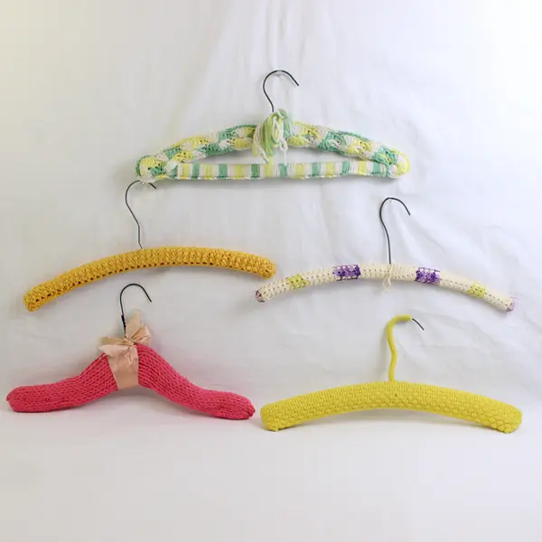 Mixed Lot of 5 Handmade Knit Crochet Covered Clothes Hangers