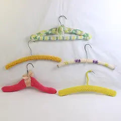 Mixed Lot of 5 Handmade Knit Crochet Covered Clothes Hangers