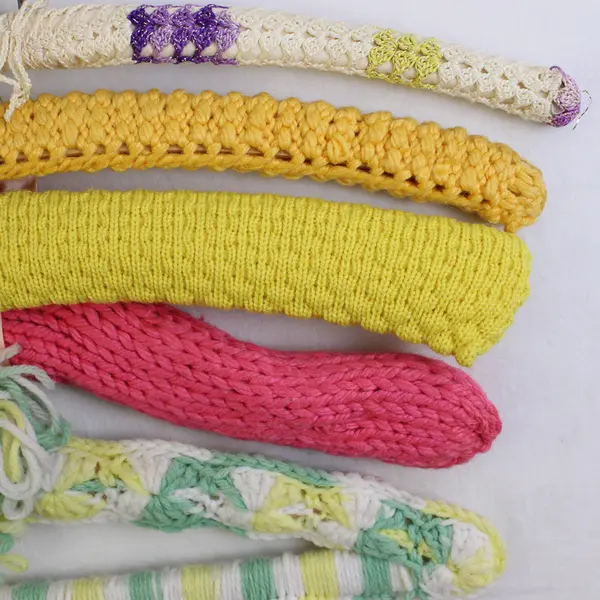 Mixed Lot of 5 Handmade Knit Crochet Covered Clothes Hangers