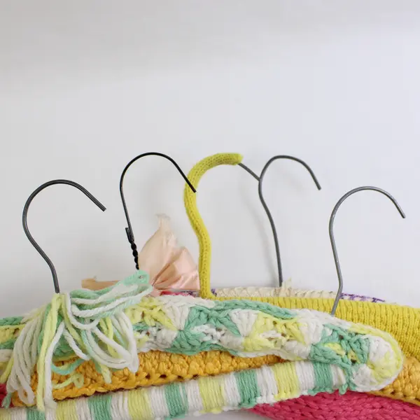 Mixed Lot of 5 Handmade Knit Crochet Covered Clothes Hangers