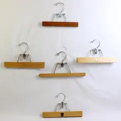 Lot of 5 Wooden Clamp Pants & Skirt Hangers Closet Storage