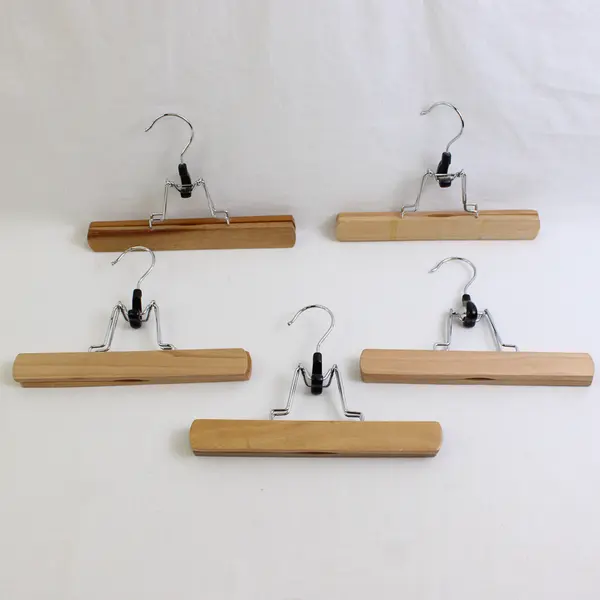 Lot of 5 Wooden Clamp Pants & Skirt Hangers Closet Organization