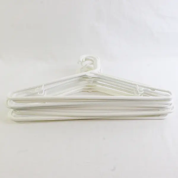 Lot of 10 White Plastic Hangers Closet Storage