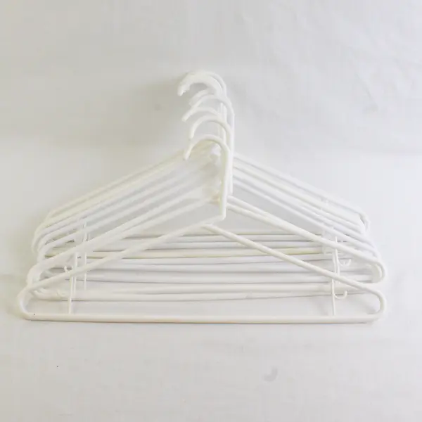 Lot of 10 Opaque White Plastic Hangers Closet Organization