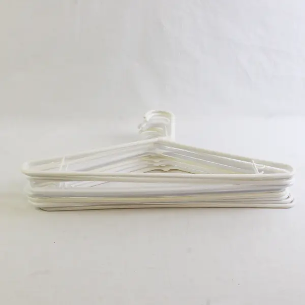 Lot of 10 Opaque White Plastic Hangers Closet Organization