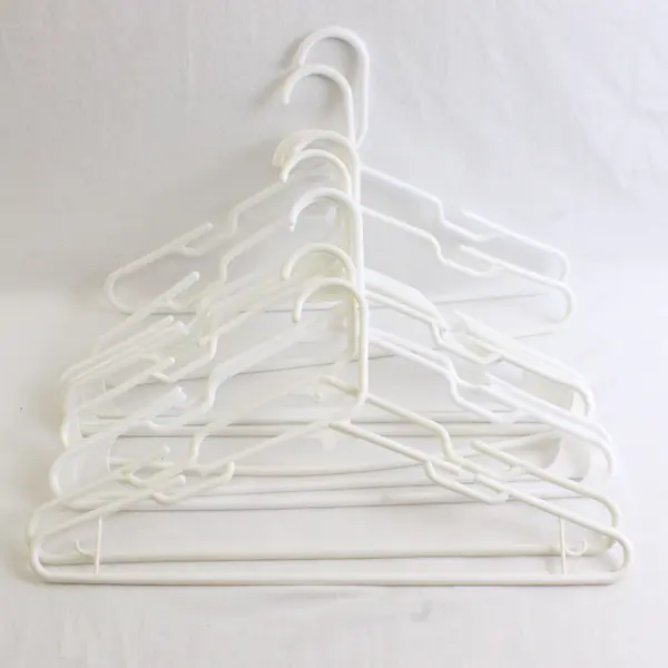 Lot of 10 Opaque White Plastic Hangers Closet Organization Storage