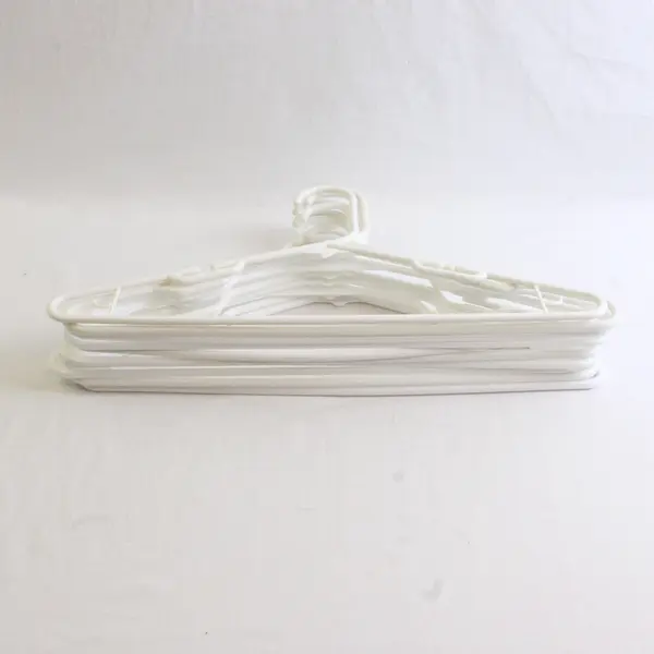Lot of 10 Opaque White Plastic Hangers Closet Organization Storage