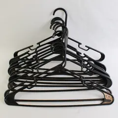 Lot of 10 Opaque Black Plastic Hangers Closet Organization Storage