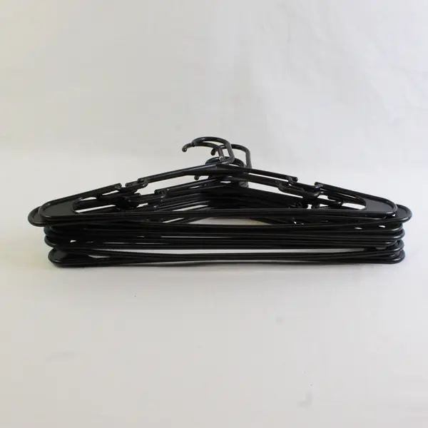 Lot of 10 Opaque Black Plastic Hangers Closet Organization Storage