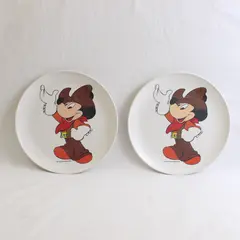 Set of 2 VTG 1982 Disney Cowboy Mickey Mouse Kids' Melamine Plates 9"