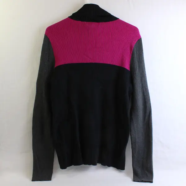 Lauren by Ralph Lauren Pink Gray & Black Colorblock Ribbed Turtleneck Women's XL