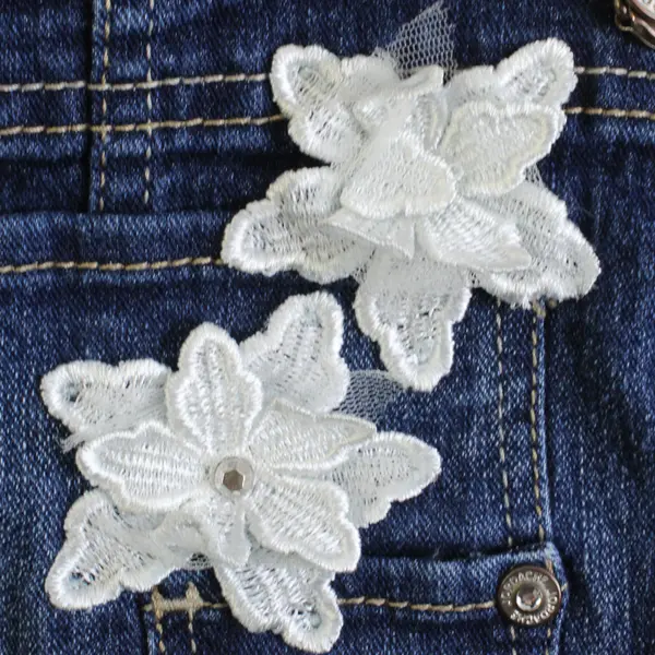 Jordache Floral Applique Denim Shortalls Girls Large 10-12