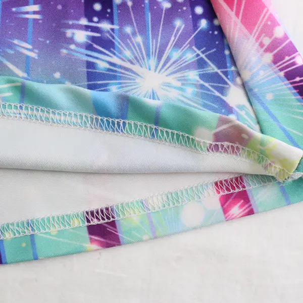 Purple Pink & Blue Mermaid Scale Print A-Line Dress Girls' Medium