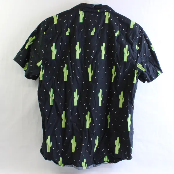 Forever 21 Cactus Print Black Short-Sleeved Button-Up Men's Small