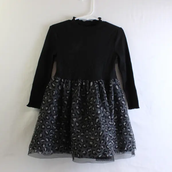 Old Navy Gray and Black Jaguar Print Tutu Dress Girls' 3T