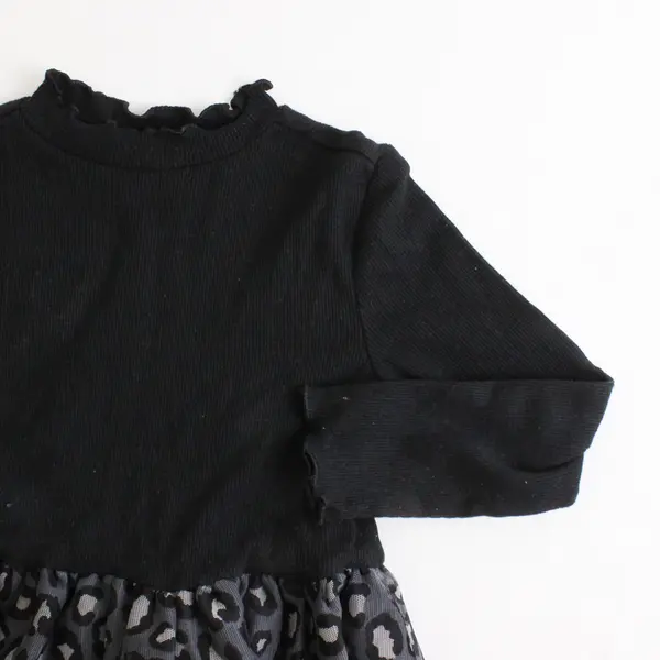 Old Navy Gray and Black Jaguar Print Tutu Dress Girls' 3T