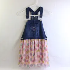 Sweet Butterfly Smiley Face Print Overall Tutu Dress Girls' Medium 8/10