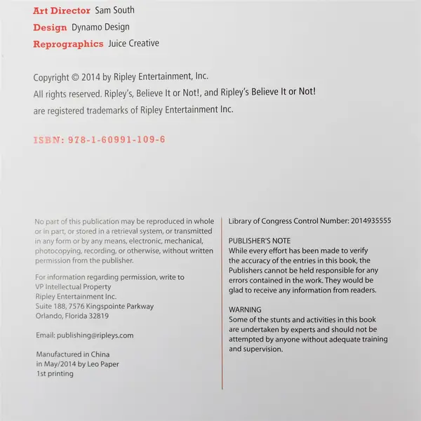 Ripley's Believe It Or Not! Reality Shock 2014 Hardcover Ripley Publishing