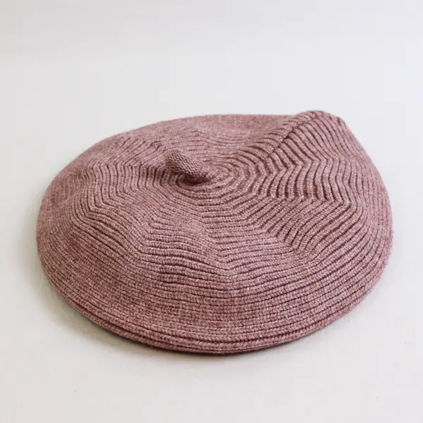 Unbranded Cable Knit Beret Beanie One Size Blush Pink with Pink Velour Lining