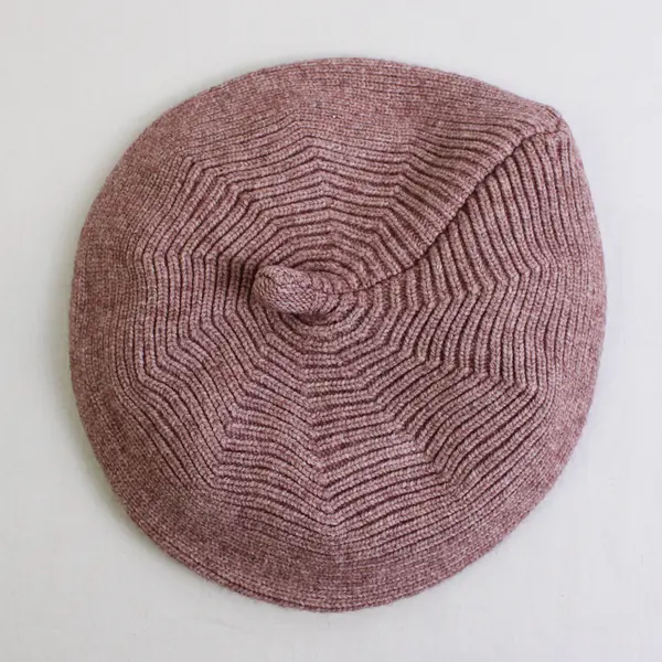 Unbranded Cable Knit Beret Beanie One Size Blush Pink with Pink Velour Lining