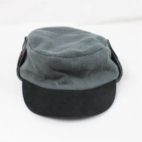 Men's Grey Newsboy Cap Plaid Earflaps Vintage Hat