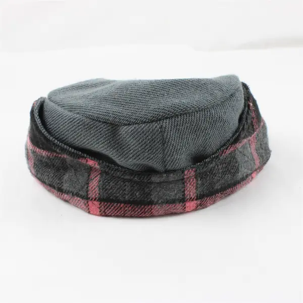 Men's Grey Newsboy Cap Plaid Earflaps Vintage Hat