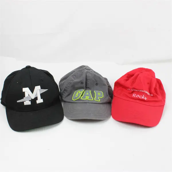Lot of 3 Youth Adjustable Baseball Caps Amity Jogathon, GAP S/M, Lightning